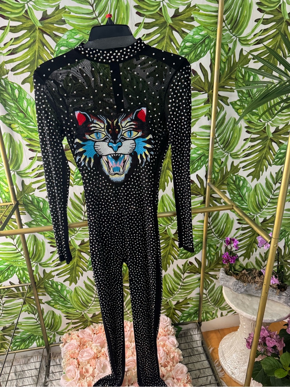 Fashion Nova Green Black Printed Jumpsuit